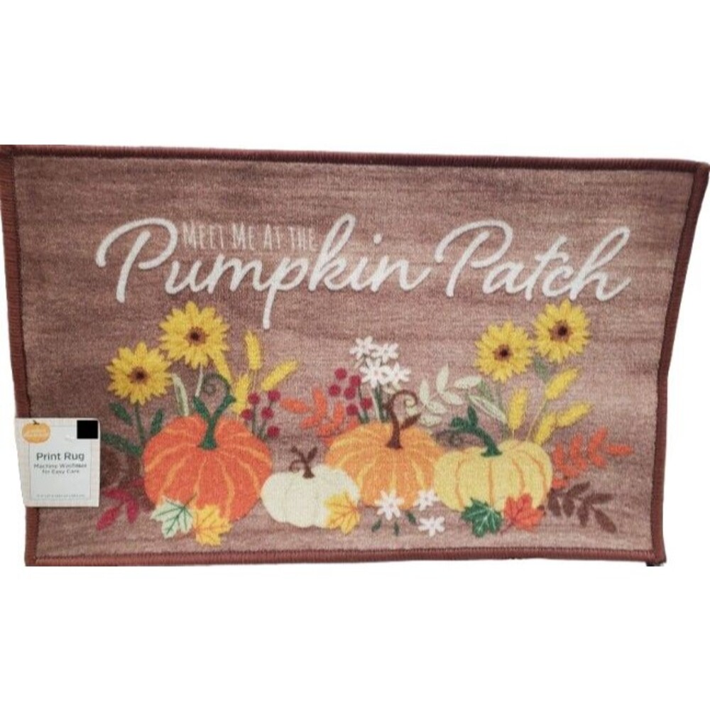 Printed Kitchen Rug (17"x27") FALL, SUNFLOWERS,MEET ME AT THE PUMPKINS PATCH, DG